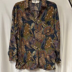 Vintage Red Hot Women's Paisley Button Down Shirt - Multicolor